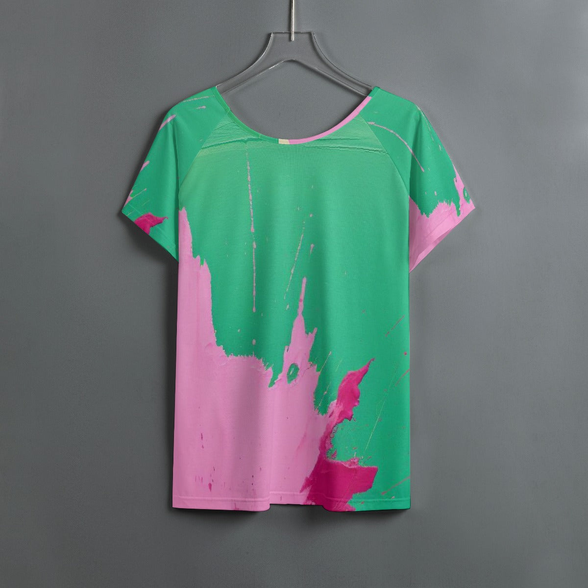 All-Over Print Women's Round Neck T-shirt With Raglan Sleeve