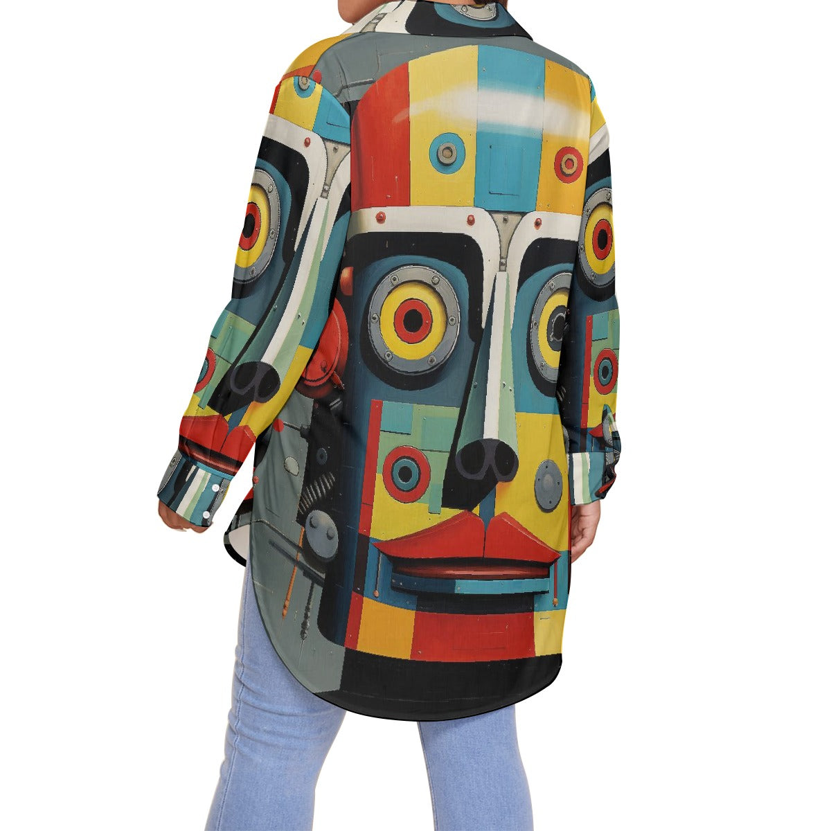 All-Over Print Women's Shirt With Long Sleeve(Plus Size)