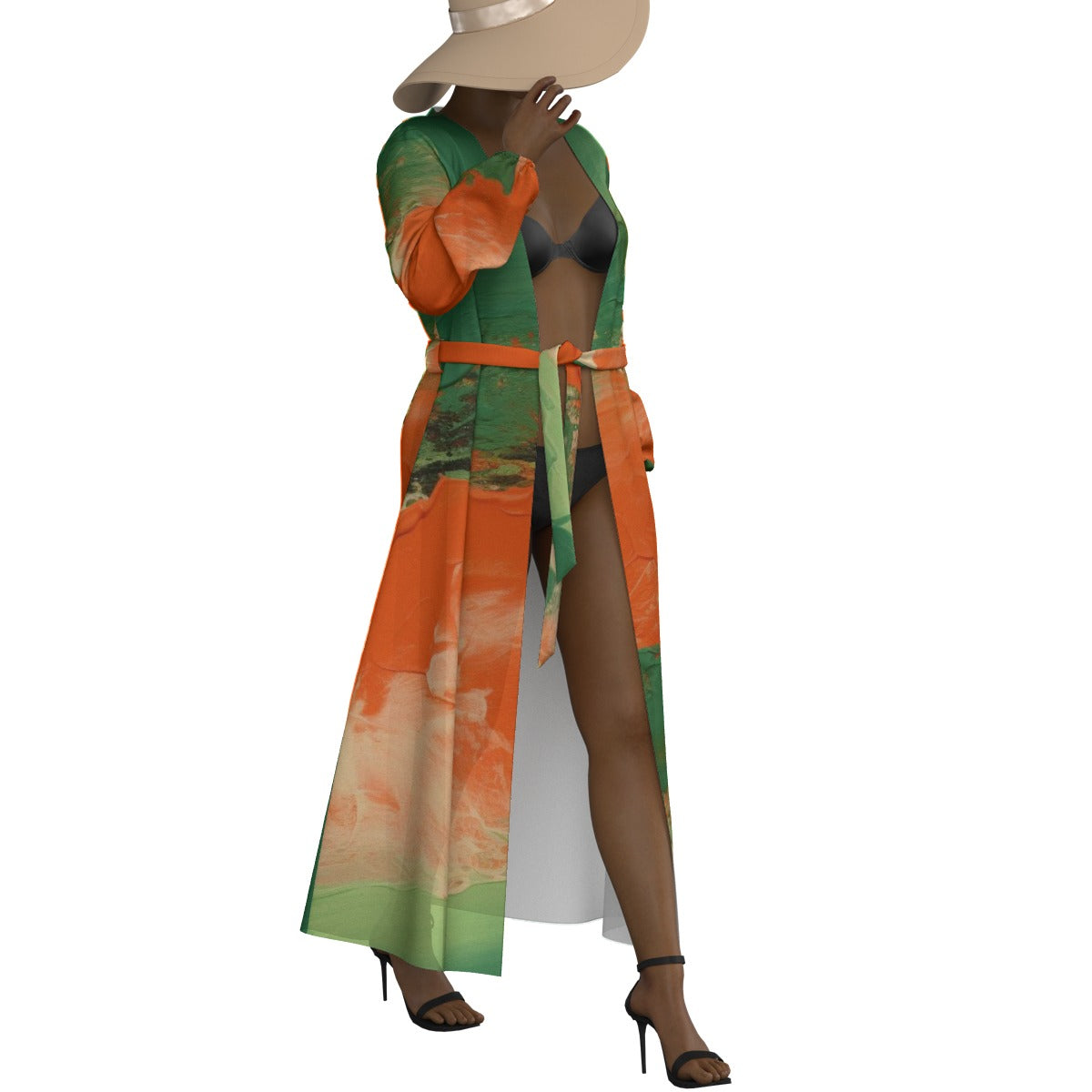 All-Over Print Women's Lace-up Chiffon Robe