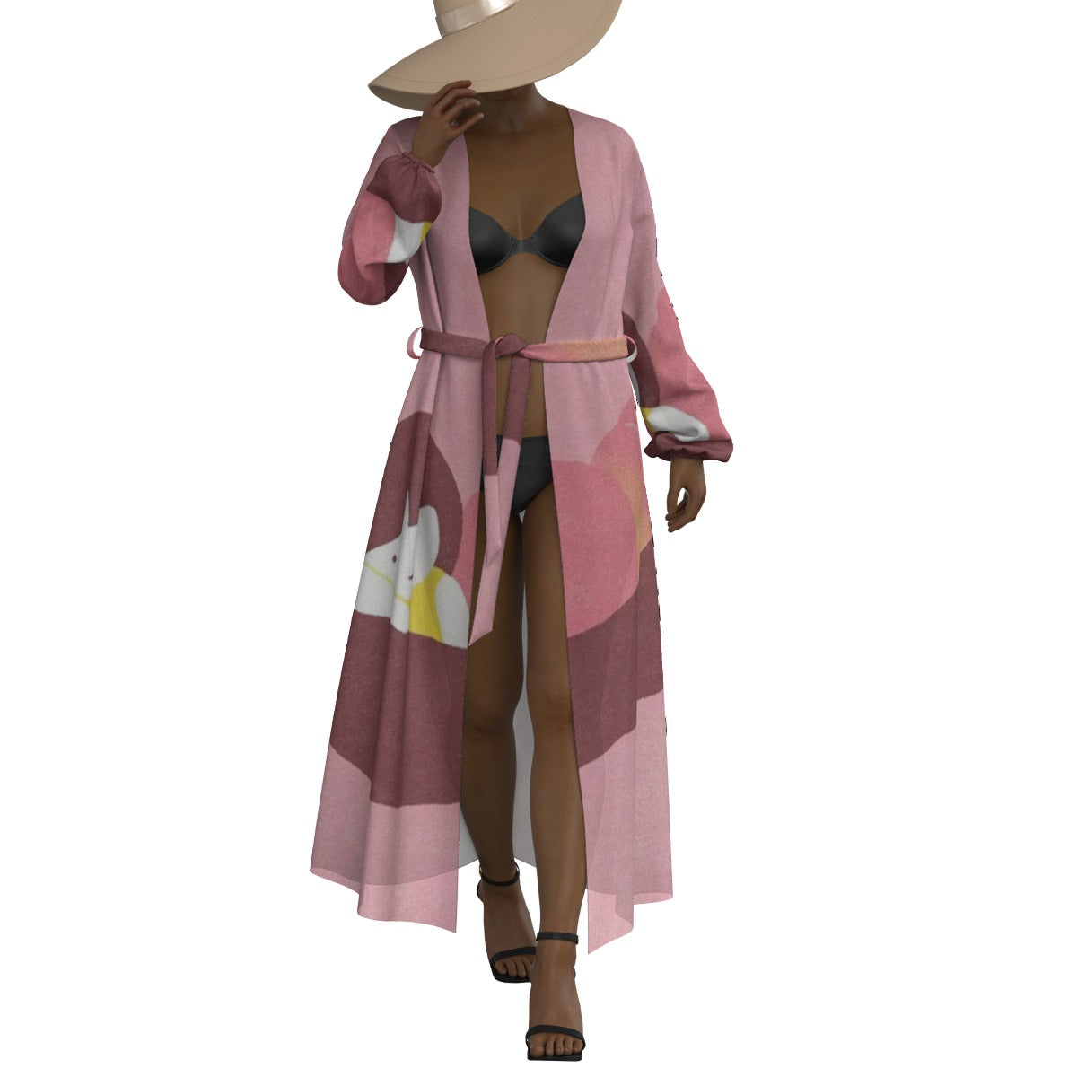 All-Over Print Women's Lace-up Chiffon Robe