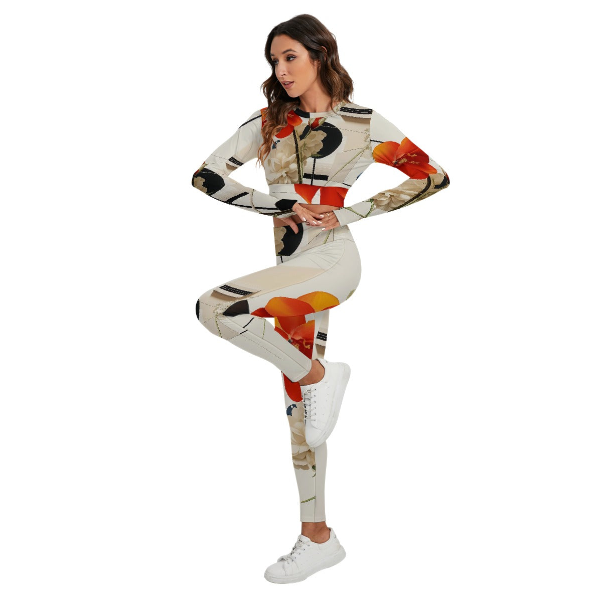 All-Over Print Women's Sport Set With Backless Top And Leggings