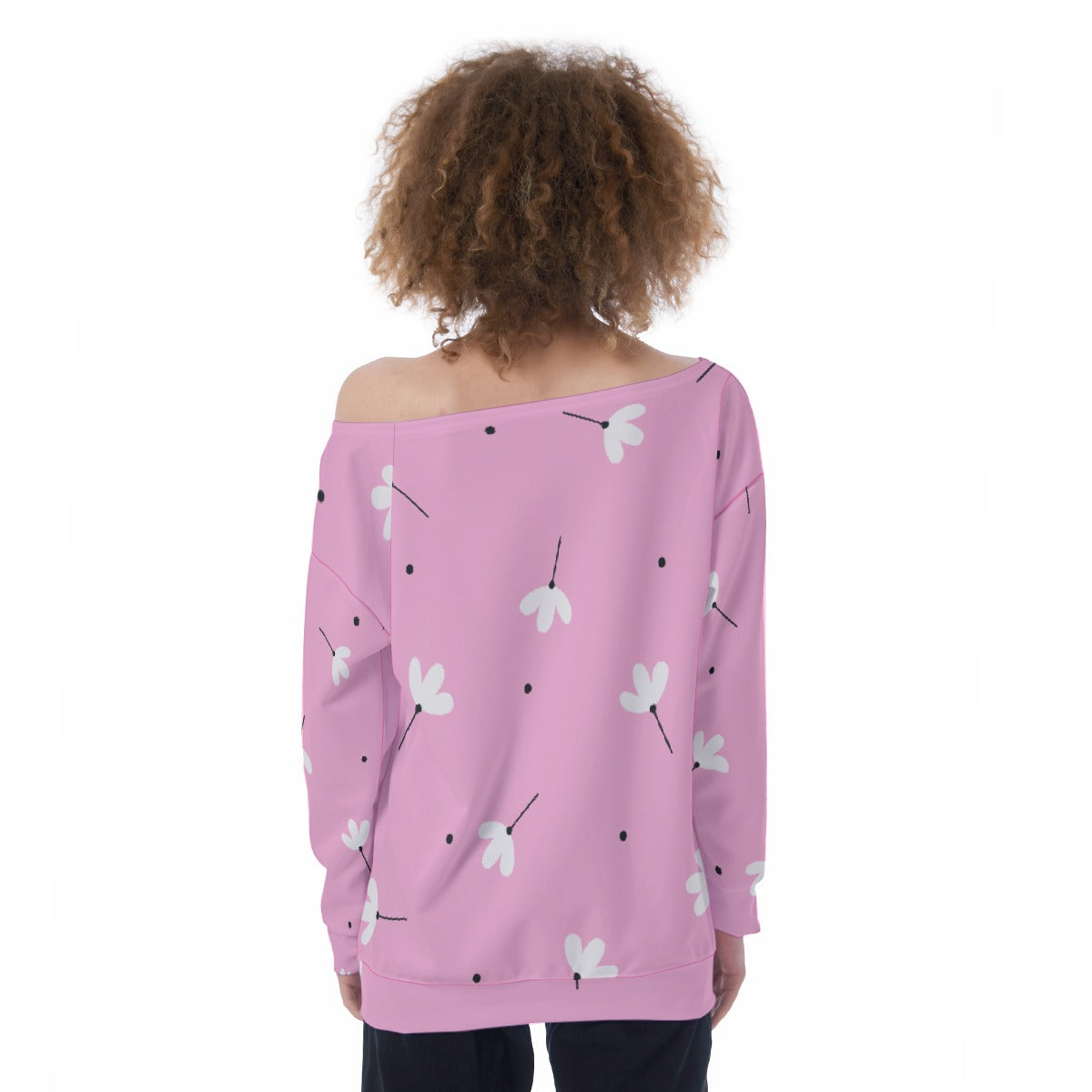 All-Over Print Oversized Women's Off-Shoulder Sweatshirt