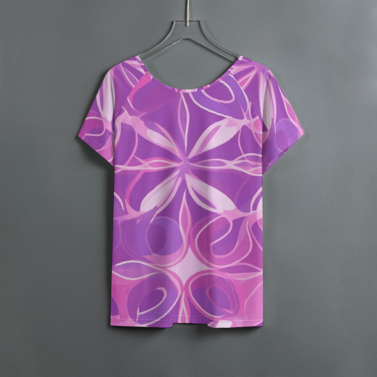 All-Over Print Women's Round Neck T-shirt With Raglan Sleeve