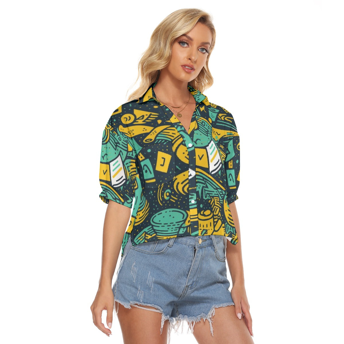 All-Over Print Women's V-neck Shirts