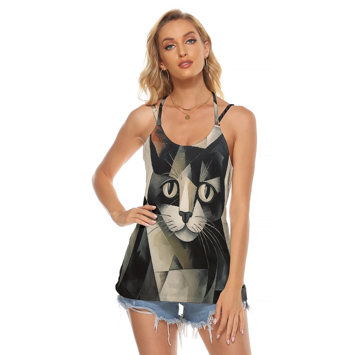 All-Over Print Women's Halter Top With Backless