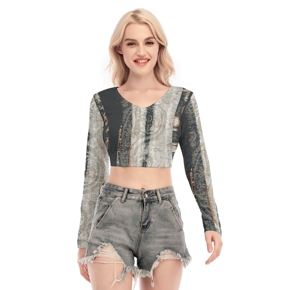 All-Over Print Women's Back Hollow T-shirt With Strap