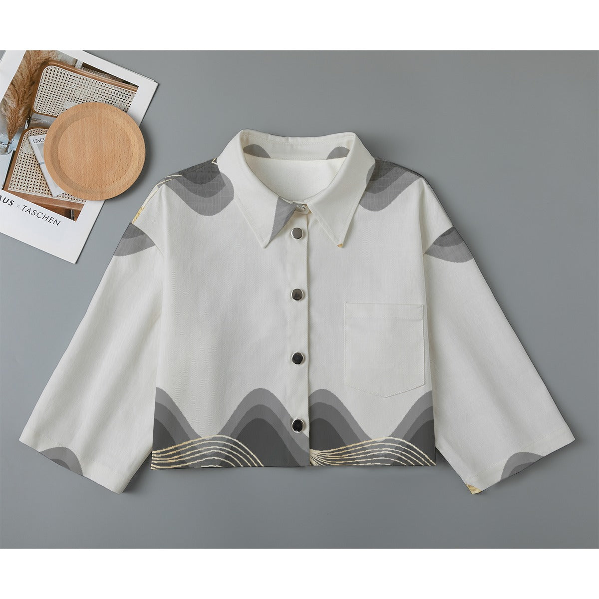 All-Over Print Women's Cropped Jacket | 245GSM Cotton