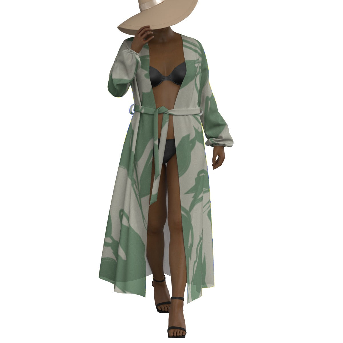 All-Over Print Women's Lace-up Chiffon Robe