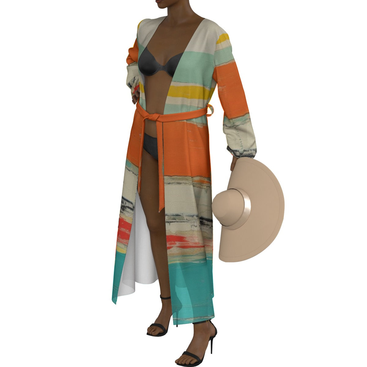 All-Over Print Women's Lace-up Chiffon Robe