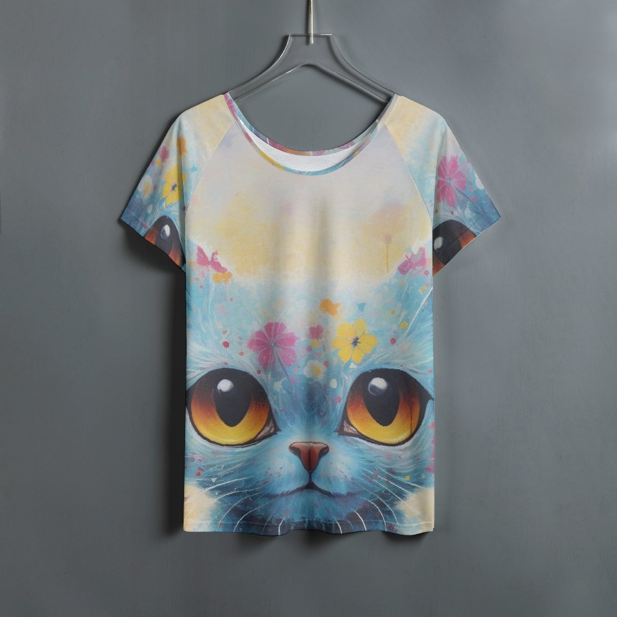 All-Over Print Women's Round Neck T-shirt With Raglan Sleeve
