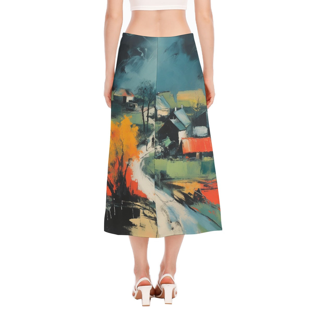 All-Over Print Women's High Slit Long Skirt