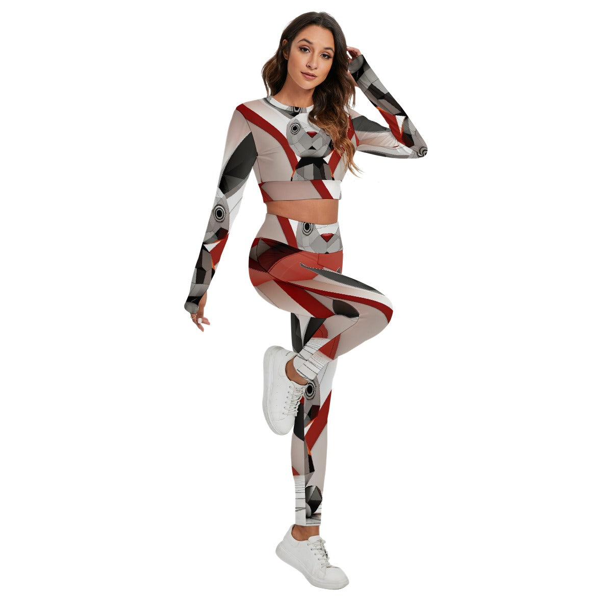 All-Over Print Women's Sport Set With Backless Top And Leggings