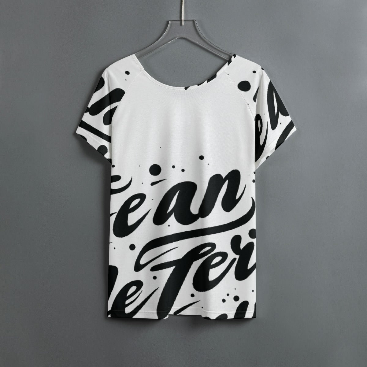 All-Over Print Women's Round Neck T-shirt With Raglan Sleeve