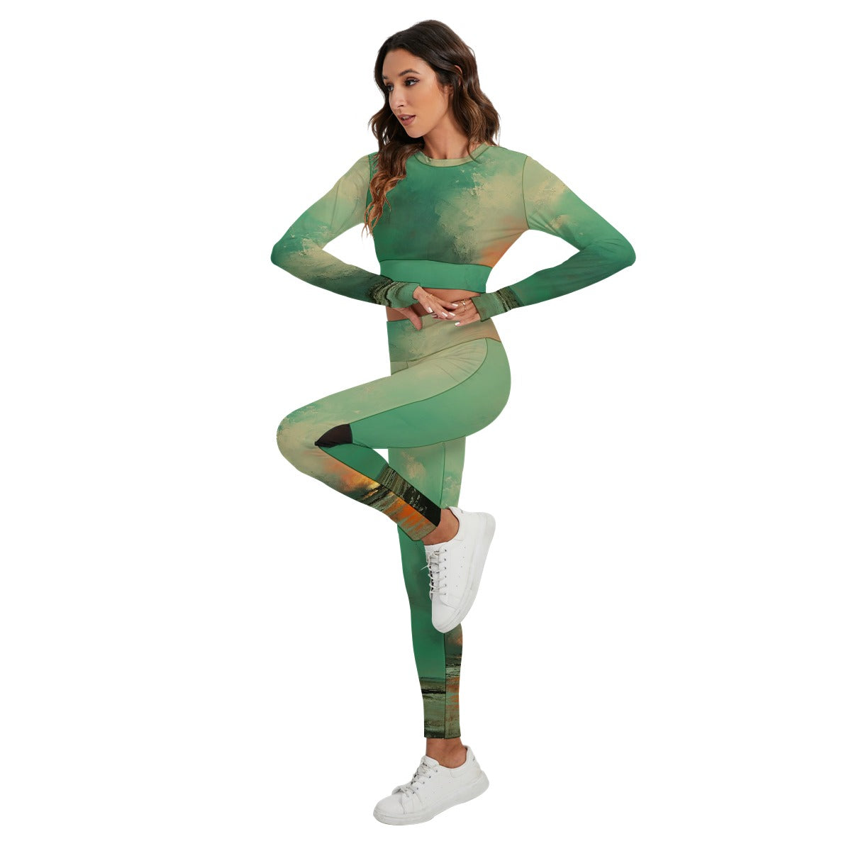 All-Over Print Women's Sport Set With Backless Top And Leggings