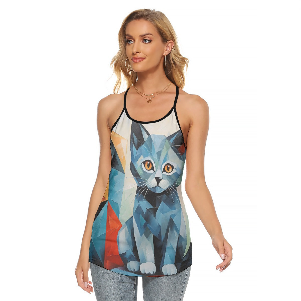 All-Over Print Women's Criss-Cross Open Back Tank Top