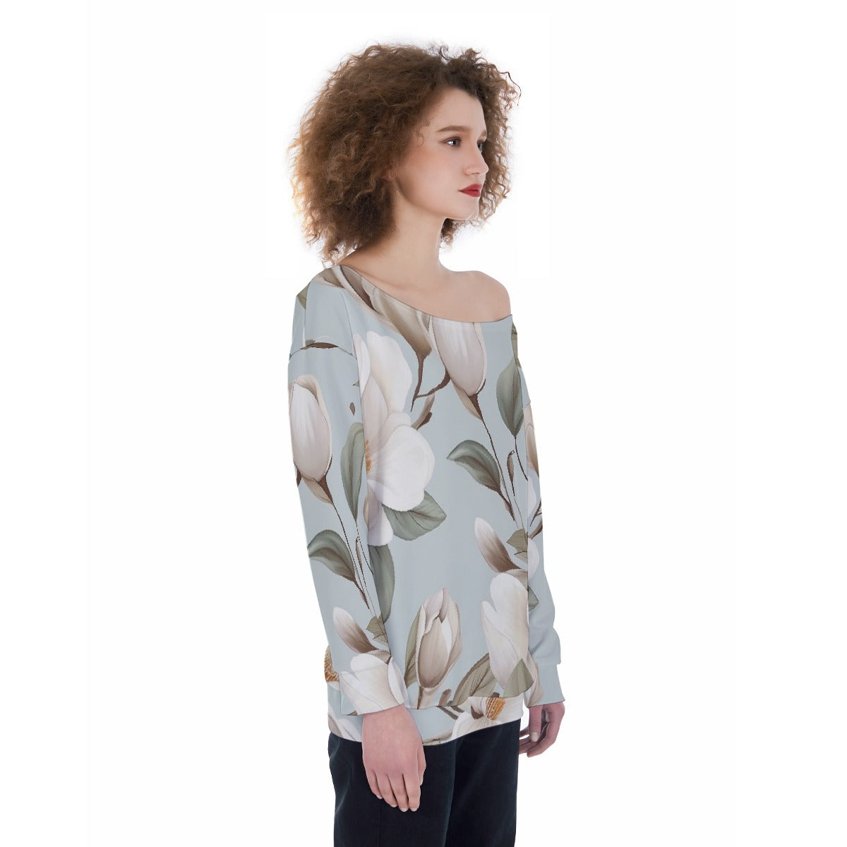 All-Over Print Oversized Women's Off-Shoulder Sweatshirt