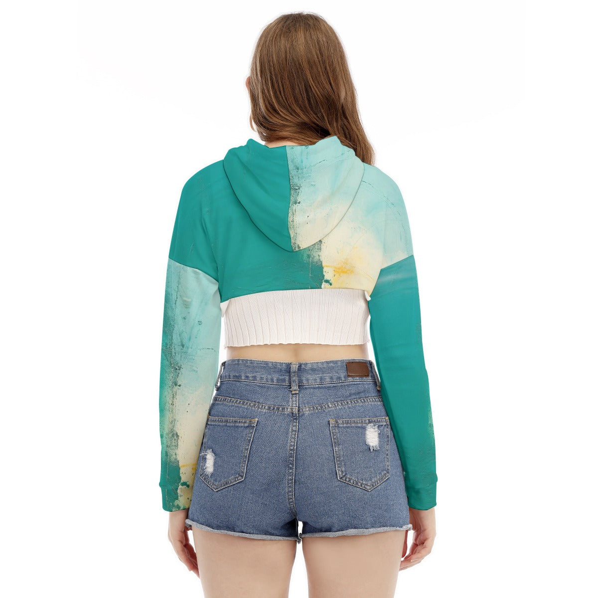 All-Over Print Women's Smock Short Hoodie With Long Sleeve
