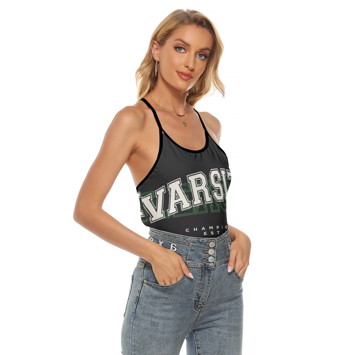 All-Over Print Women's Criss-Cross Open Back Tank Top