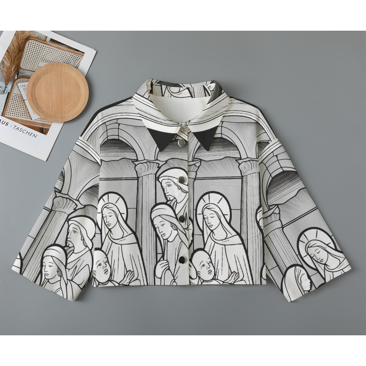 All-Over Print Women's Cropped Jacket | 245GSM Cotton