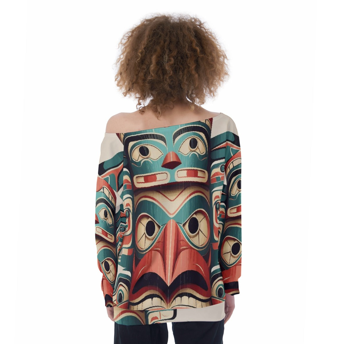 All-Over Print Oversized Women's Off-Shoulder Sweatshirt