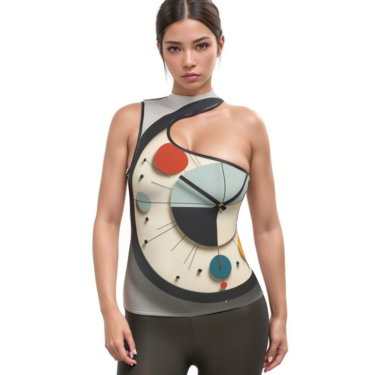 All-Over Print Women's Halter Sleeveless Asymmetrical Tank Top