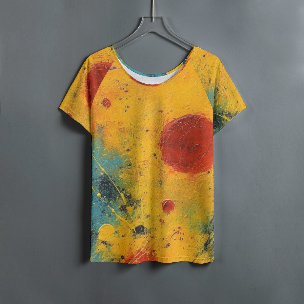 All-Over Print Women's Round Neck T-shirt With Raglan Sleeve