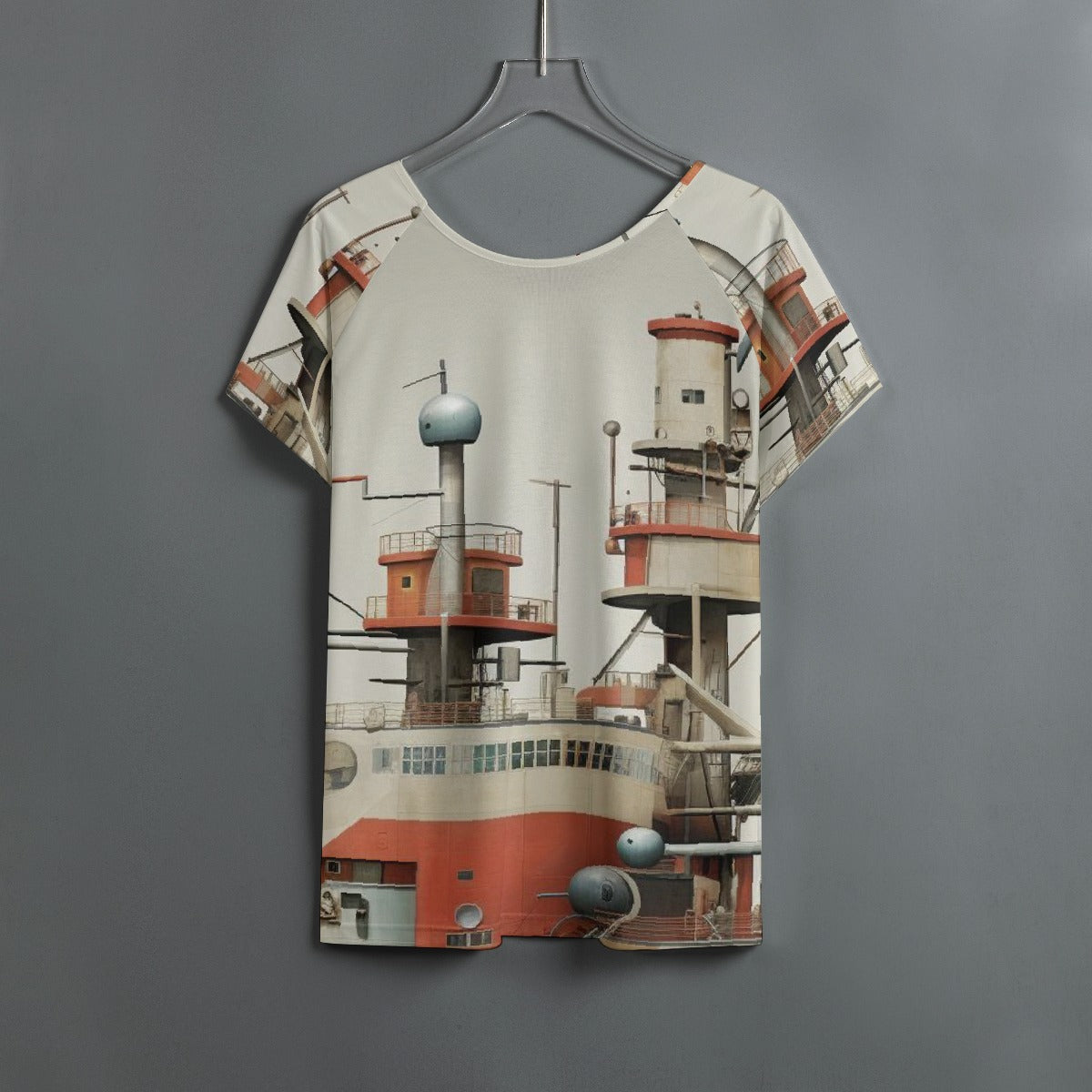 All-Over Print Women's Round Neck T-shirt With Raglan Sleeve