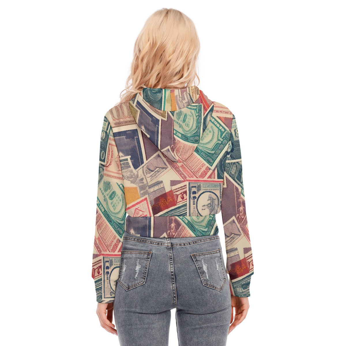 All-Over Print Women's Crop Top Hoodie With Zipper Closure