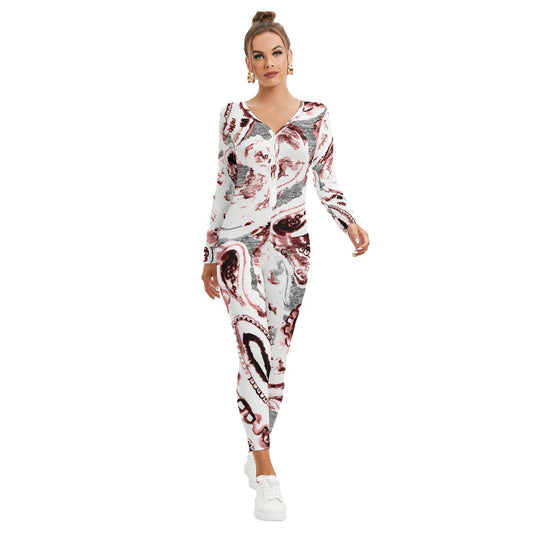 All-Over Print Women's Plunging Neck Jumpsuit