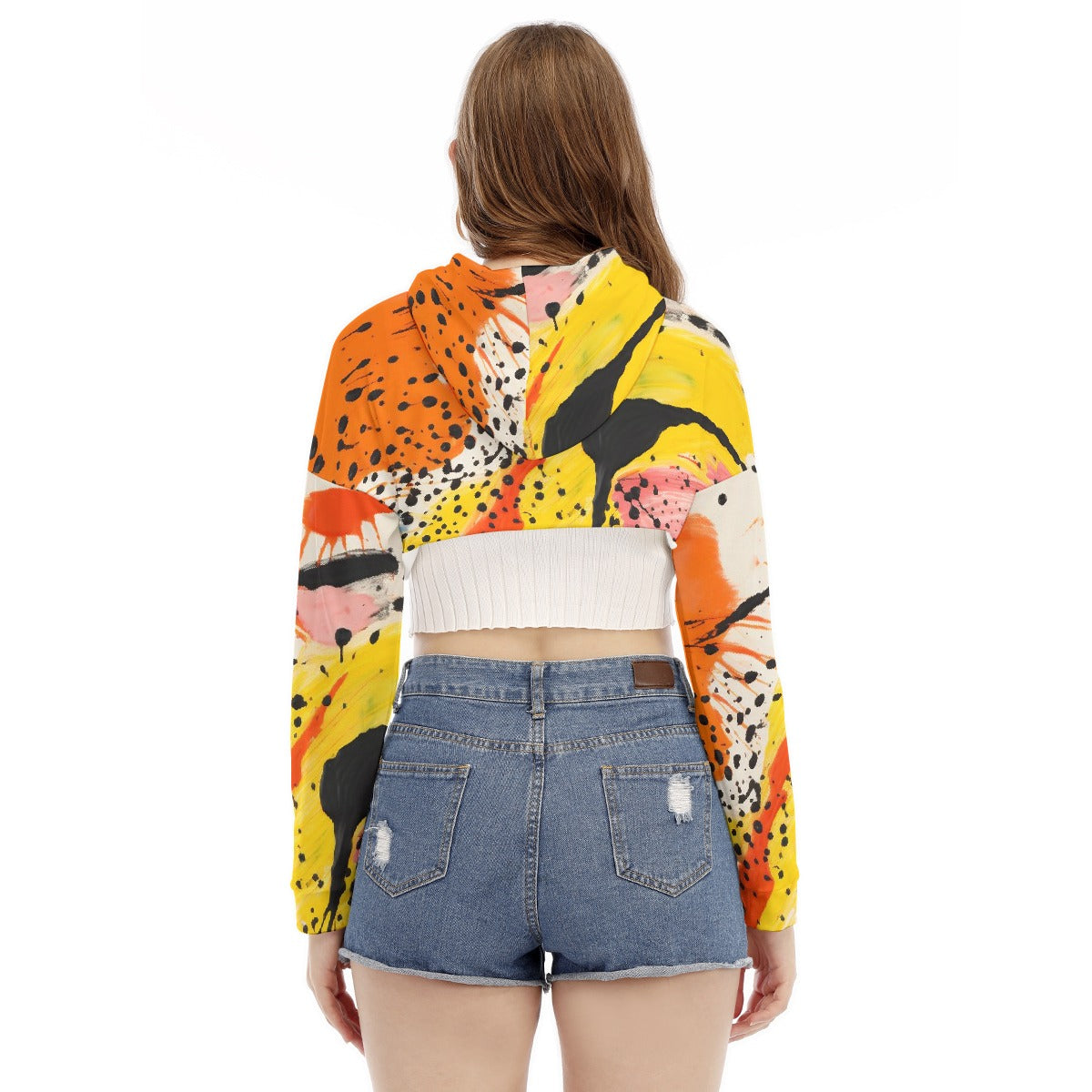 All-Over Print Women's Smock Short Hoodie With Long Sleeve