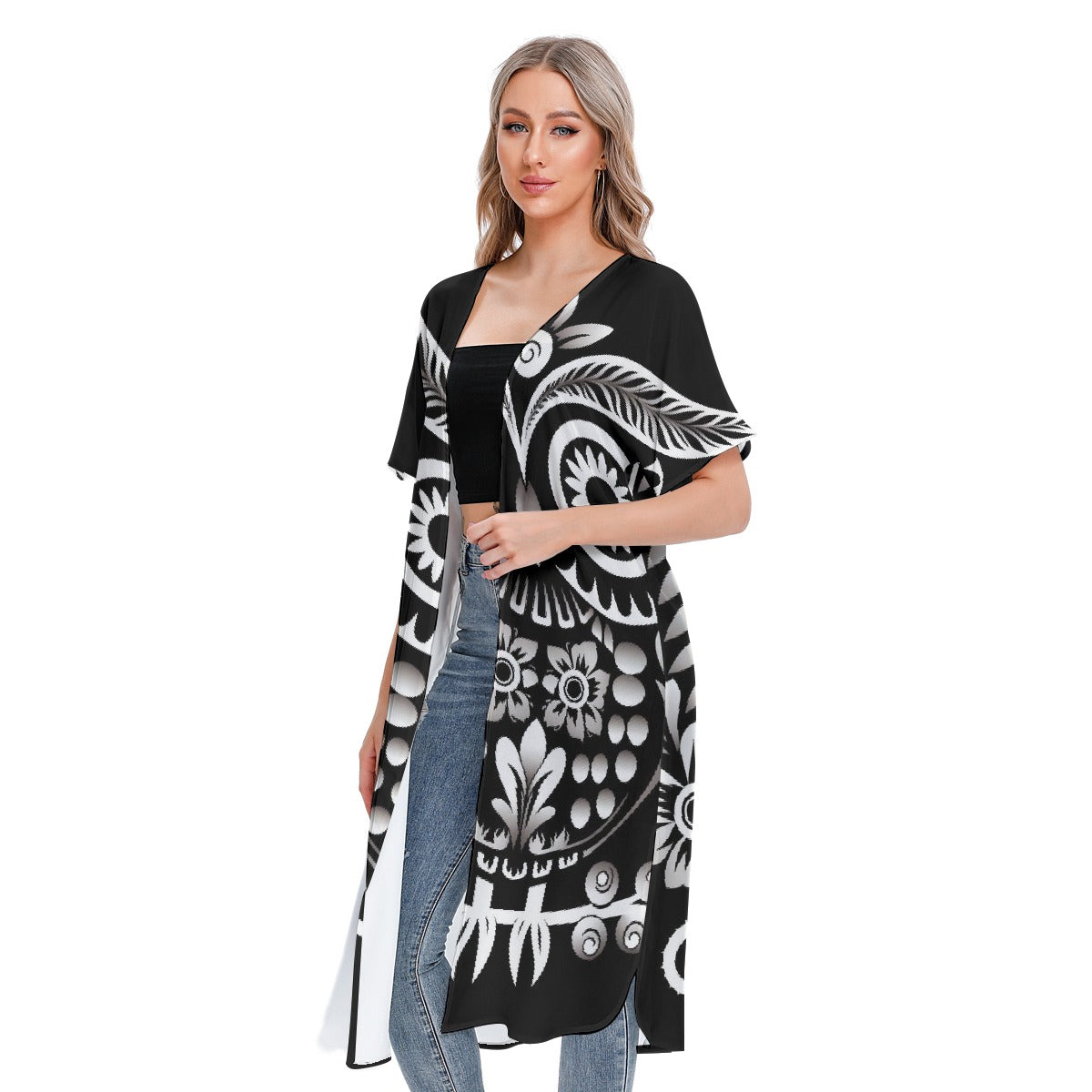 All-Over Print Women's Short Sleeve Cardigan