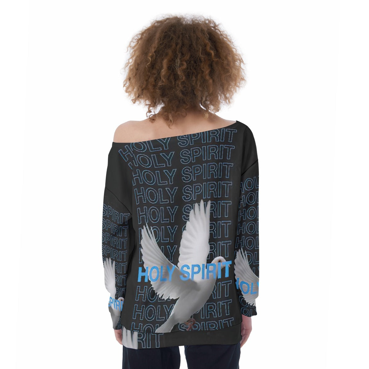 All-Over Print Oversized Women's Off-Shoulder Sweatshirt