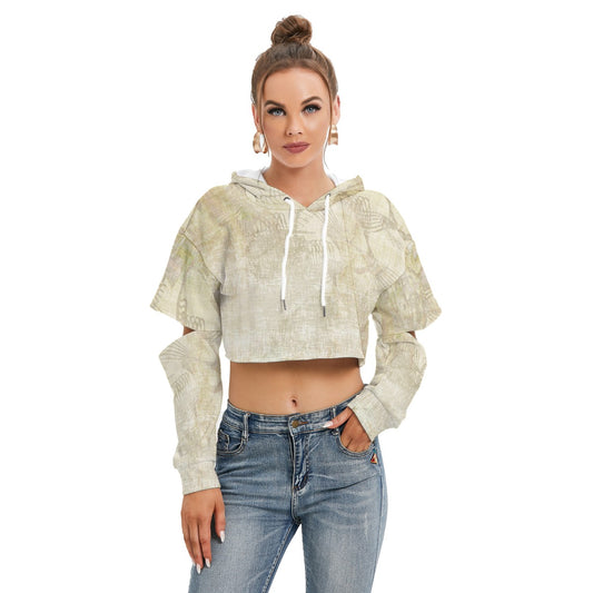 All-Over Print Women's Heavy Fleece Hoodie With Hollow Out Sleeve