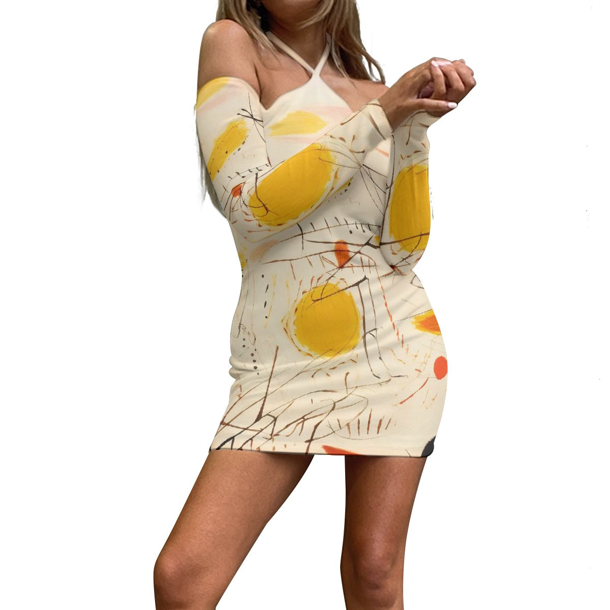 All-Over Print Women's Halter Lace-up Dress