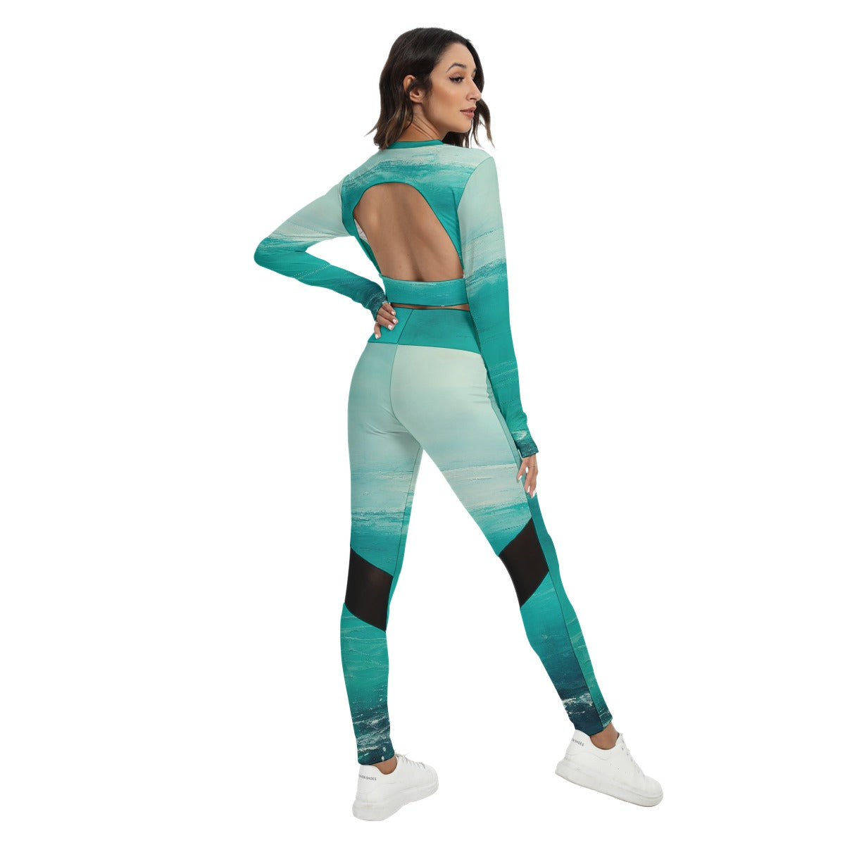 All-Over Print Women's Sport Set With Backless Top And Leggings