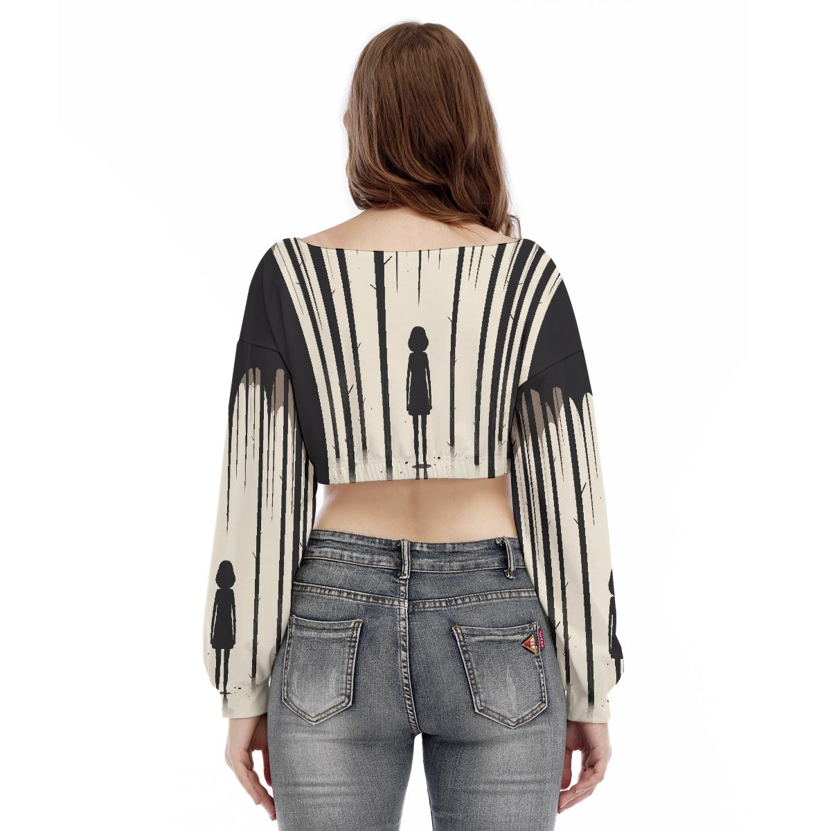 All-Over Print Women's V-neck Long Sleeve Cropped Sweatshirt