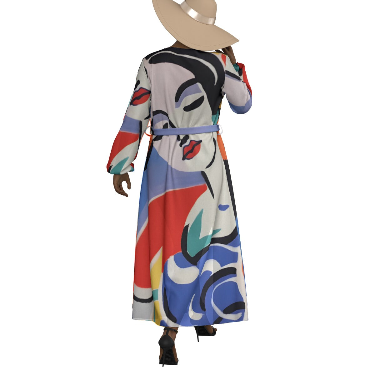 All-Over Print Women's Lace-up Chiffon Robe