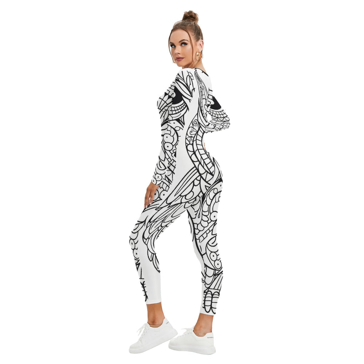 All-Over Print Women's Plunging Neck Jumpsuit