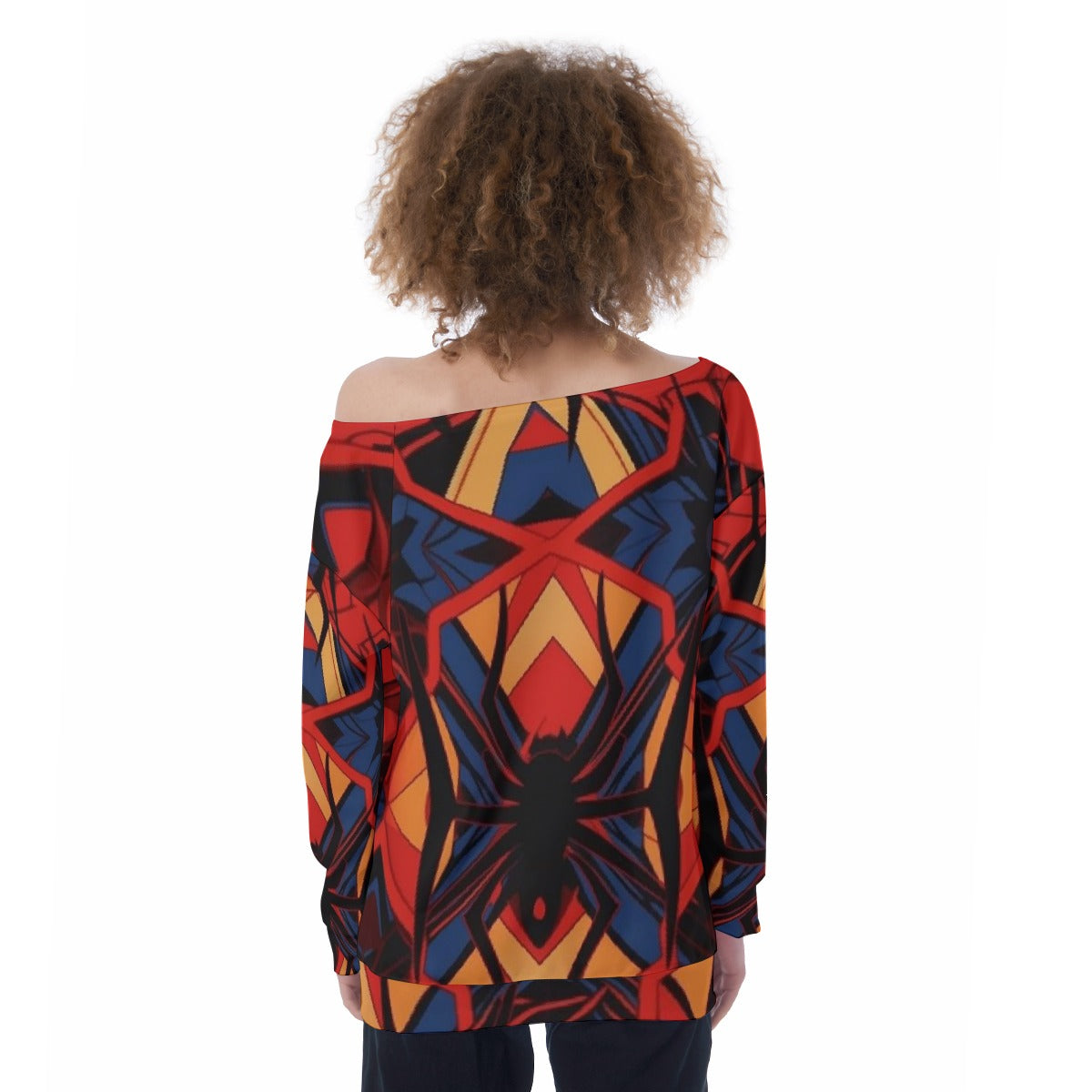 All-Over Print Oversized Women's Off-Shoulder Sweatshirt