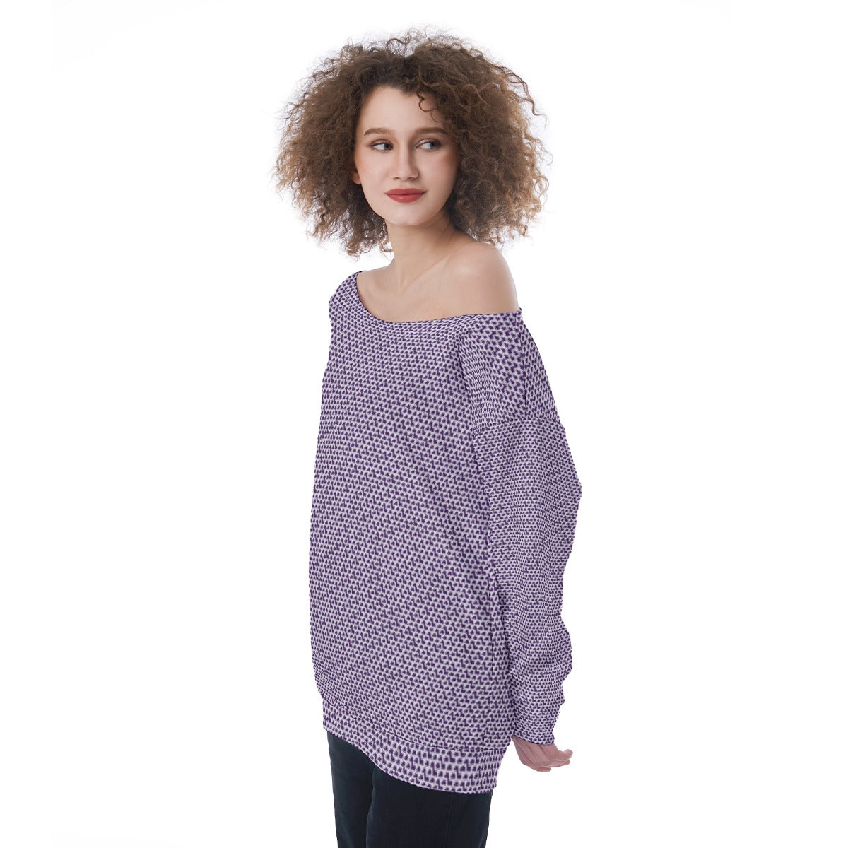 All-Over Print Oversized Women's Off-Shoulder Sweatshirt