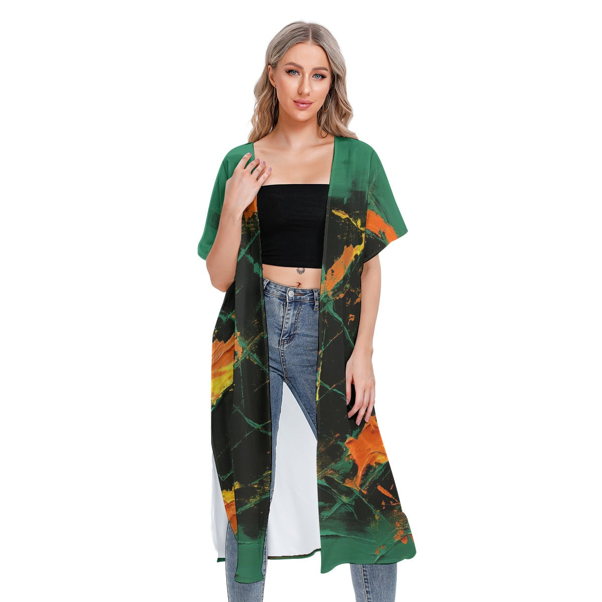 All-Over Print Women's Short Sleeve Cardigan