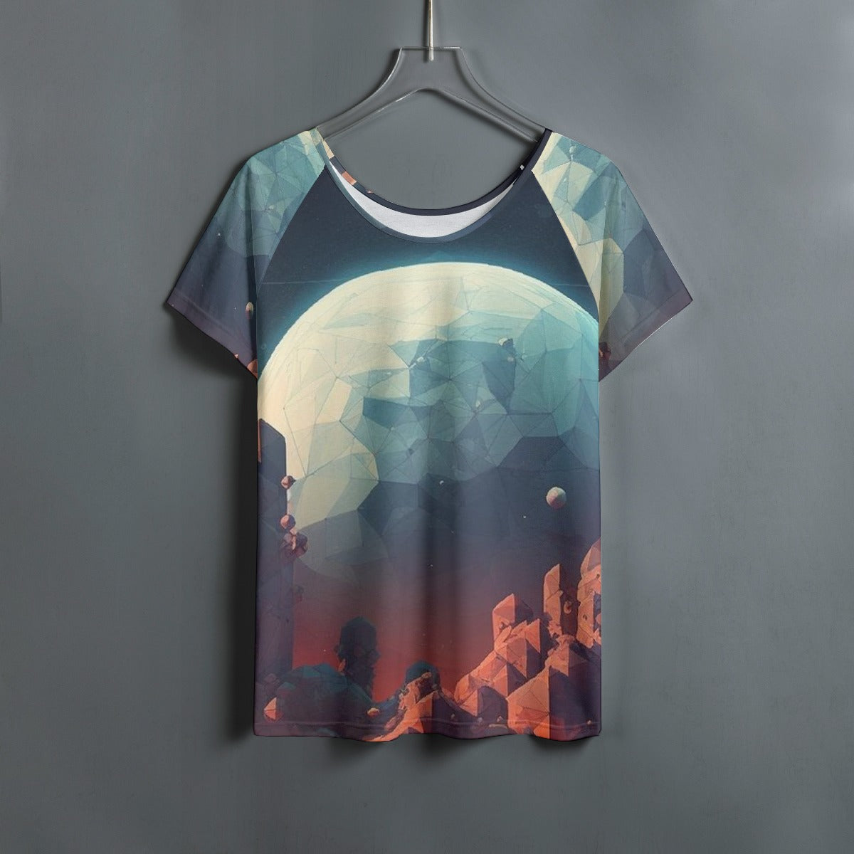 All-Over Print Women's Round Neck T-shirt With Raglan Sleeve