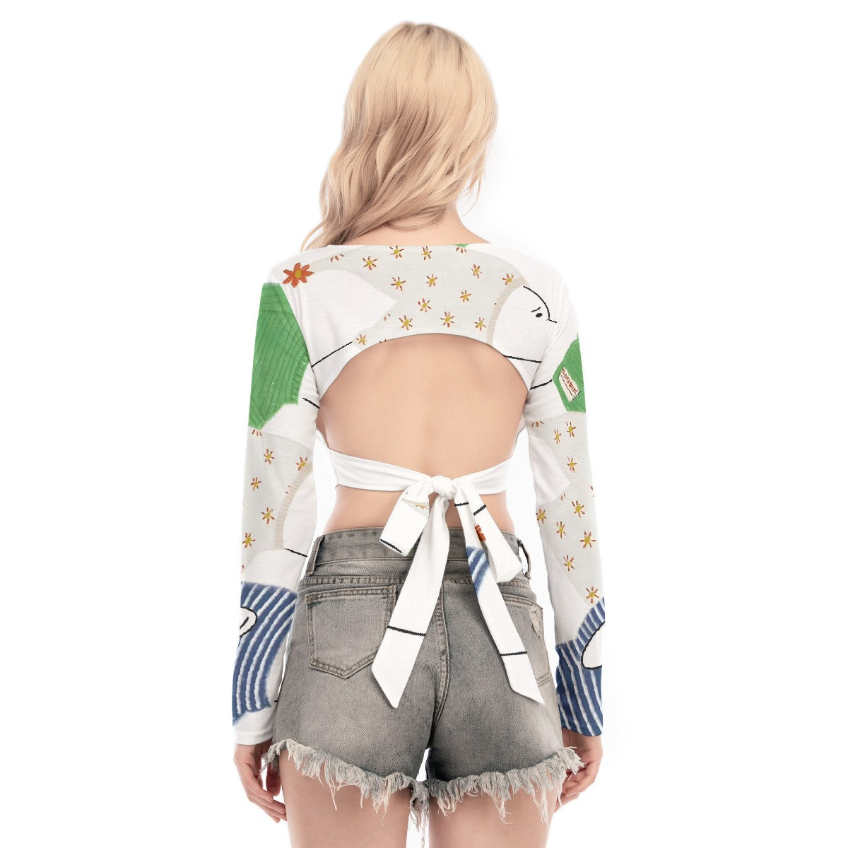 All-Over Print Women's Back Hollow T-shirt With Strap