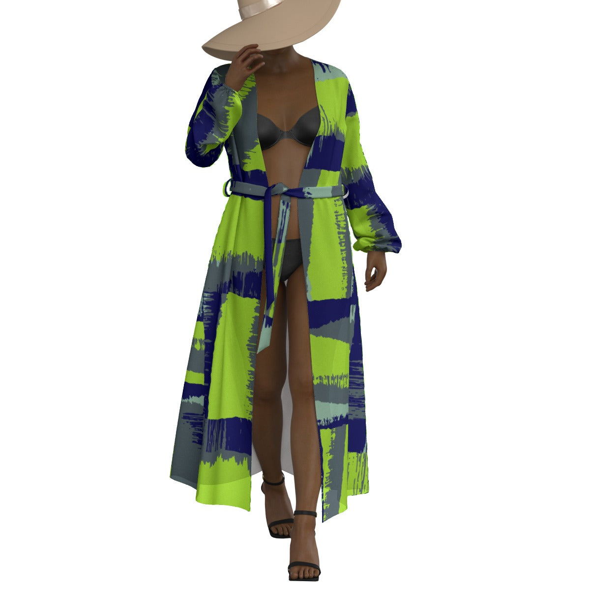 All-Over Print Women's Lace-up Chiffon Robe