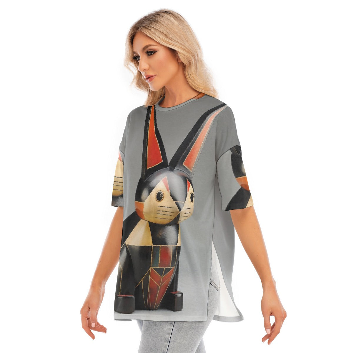 All-Over Print Women's Short Sleeves T-shirt With Hem Split