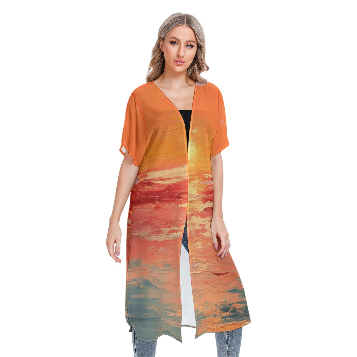 All-Over Print Women's Short Sleeve Cardigan