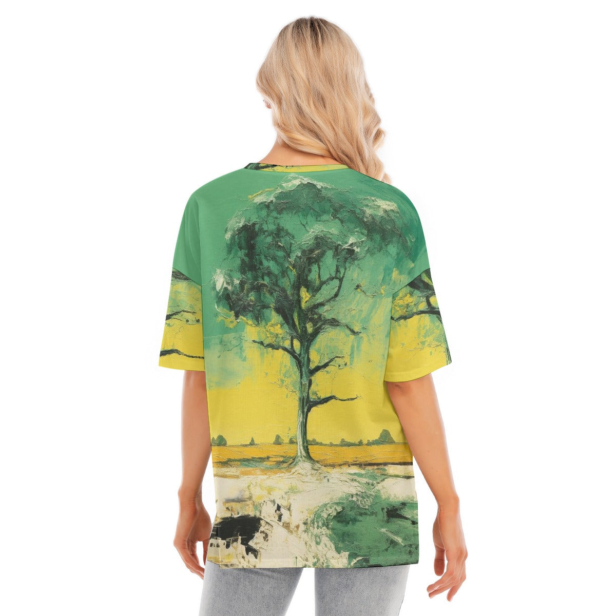 All-Over Print Women's Short Sleeves T-shirt With Hem Split