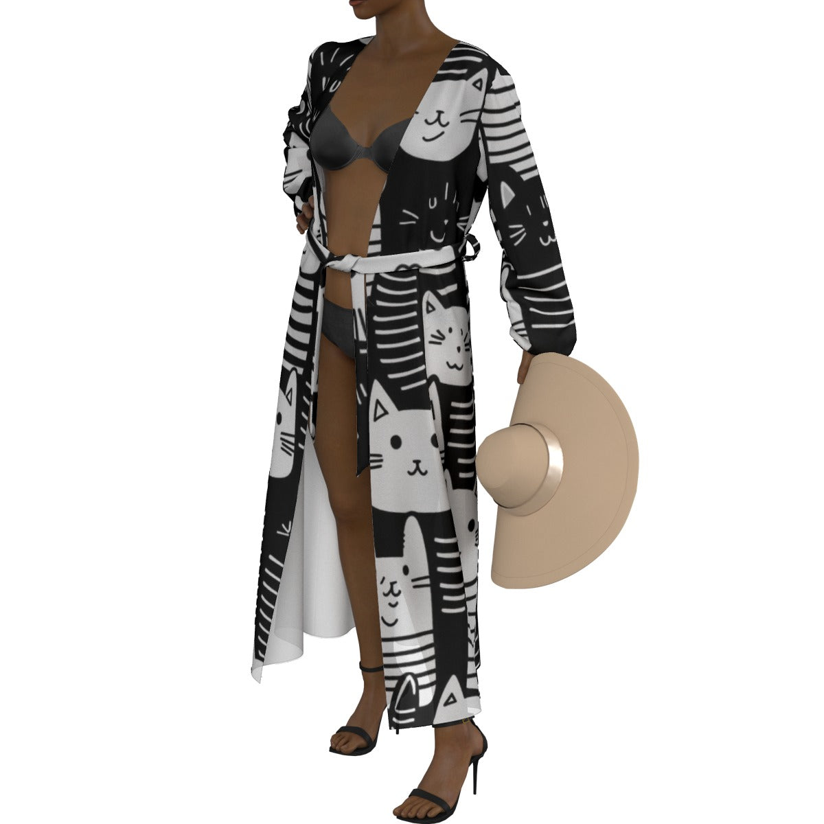 All-Over Print Women's Lace-up Chiffon Robe