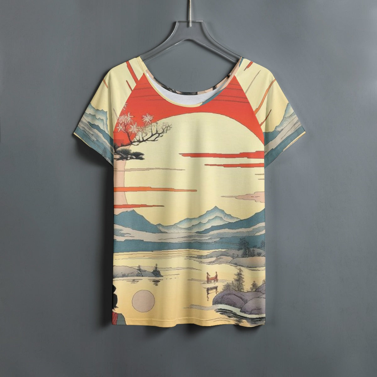 All-Over Print Women's Round Neck T-shirt With Raglan Sleeve