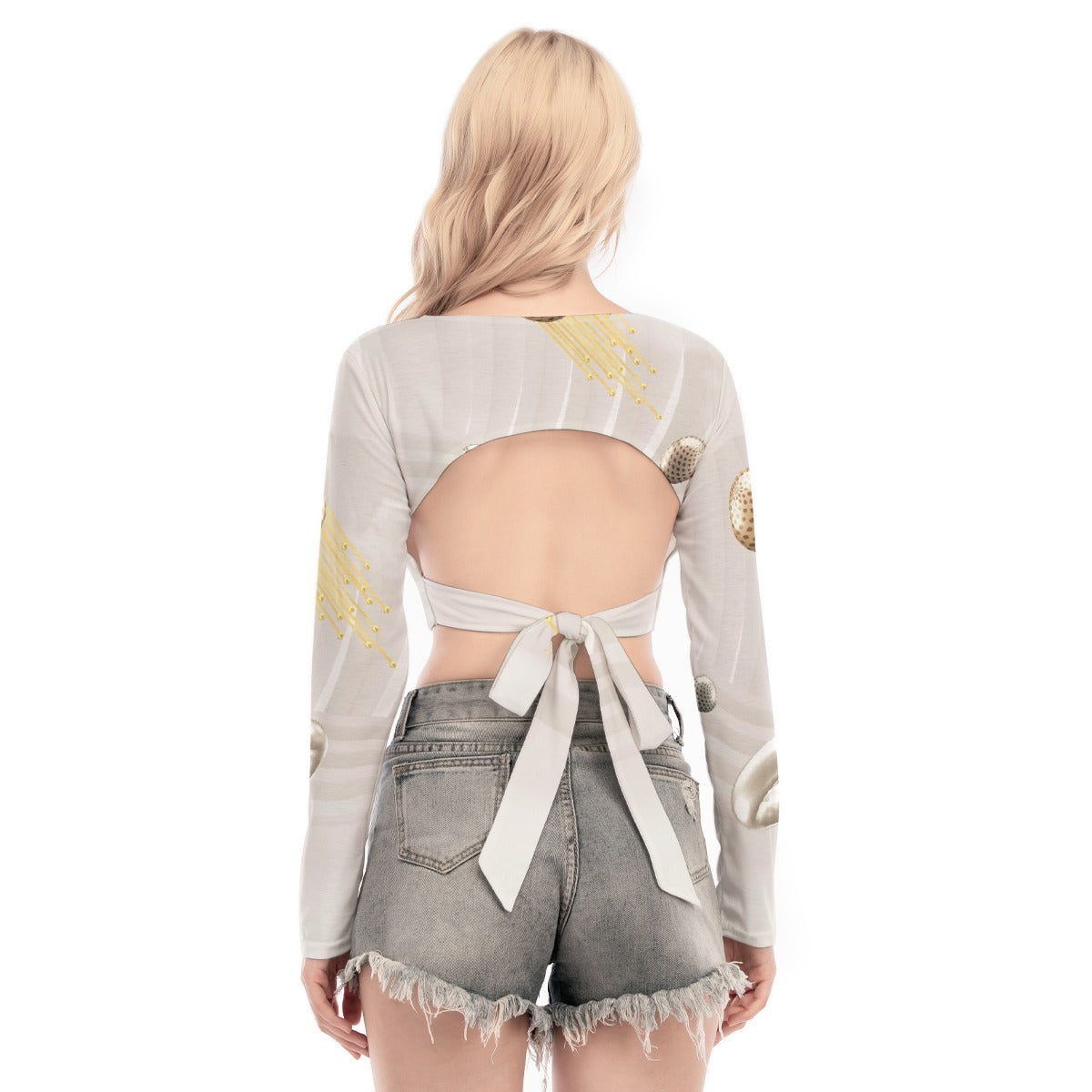 All-Over Print Women's Back Hollow T-shirt With Strap